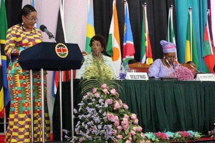 First Lady Dr Lordina Mahama addressing the SCCA Conference in Nairobi, Kenya