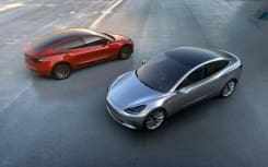 TESLA MOTORS/AFP/File / STR A handout photo provided on April 1, 2016 by Tesla Motors shows the car manufacturer's new Model 3 which was unveiled on March 31, and is scheduled to hit the market late next year