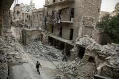 AFP / Karam Al-Masri More than 300 civilians have been killed in two weeks of fighting in the divided city of Aleppo