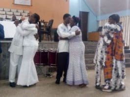 Some couples at the cake cutting ceremony marking the Family Impact Ghana 20th anniversary celebration