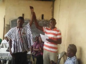 An officer of the Electoral Commission declaring, Mr Bukari, as the CPP Parliamentary Candidate for the Talensi Constituency