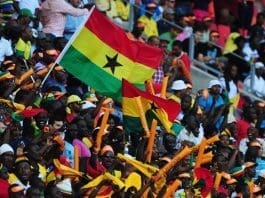 2. A section of Ghanaians displaying the national colours