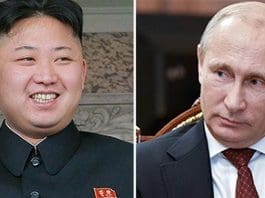 North Korea’s leader Kim Jong-un (L) and Russian President Vladimir Putin