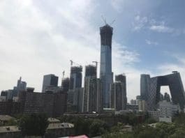 Beijing’s skyline shows office buildings and residential buildings in the Central Business District (CBD). (Photo by Wang Yunsong from People’s Daily)