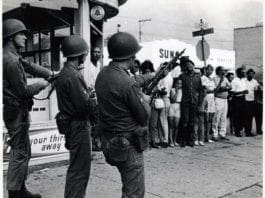 Detroit July 1967 Rebellion on Linwood at Hazelwood where the masses confronted the National Guard