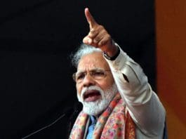 Indian Prime Minister Narendra Modi addresses his Bharatiya Janata Party's rally in New Delhi, India, on Dec. 22, 2019. Narendra Modi on Sunday refuted allegations that his government is discriminatory in the Citizenship Amendment Act (CAA) which has triggered massive protests nationwide. (Photo by Partha Sarkar/Xinhua)