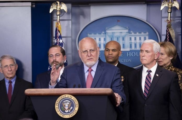 Director of the U.S. Centers for Disease Control and Prevention (CDC) Robert Redfield attends a press conference on the COVID-19 at the White House in Washington D.C. March 9, 2020. U.S. President Donald Trump said Monday that his administration will ask Congress to approve a possible payroll tax cut and provide "very substantial relief" for hourly workers and industries hit by the COVID-19 outbreak. (Xinhua/Liu Jie)