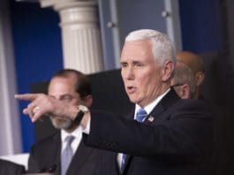 U.S. Vice President Mike Pence gestures as he attends a press conference on the COVID-19 at the White House in Washington D.C. March 10, 2020. The number of COVID-19 cases in the United States have topped 1,000 by 11:30 p.m. EST Tuesday (0330 GMT on Wednesday), reaching 1,001 with 28 deaths, according to the Center for Systems Science and Engineering (CSSE) at Johns Hopkins University. (Xinhua/Liu Jie)