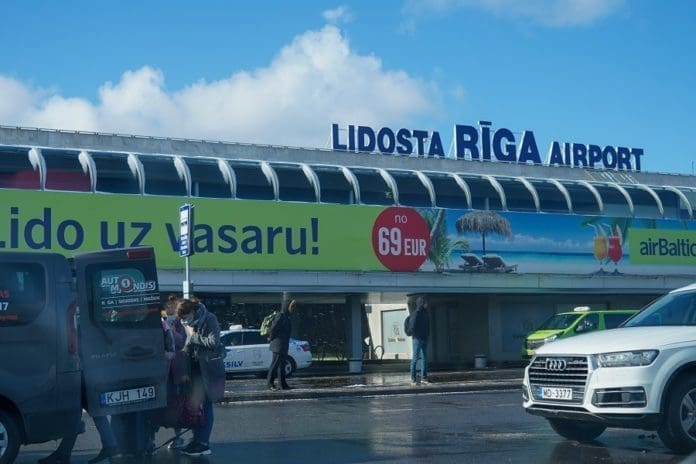 Photo taken on March 14, 2020 shows the Riga International Airport in Riga, Latvia. In order to contain the spread of the novel coronavirus, Latvia will temporarily suspend international passenger traffic via its airports, ports and border crossings and ban all organized public events, Prime Minister Krisjanis Karins announced on Saturday. (Photo by Janis/Xinhua)