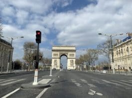 Photo taken on April 2, 2020 shows the empty Champs-Elysees in Paris, France. The number of confirmed COVID-19 cases worldwide has risen above 1 million, according to a new tally from Johns Hopkins University on Thursday. (Xinhua/Tang Ji)