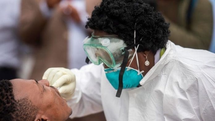South African healthcare workers testing for COVID-19