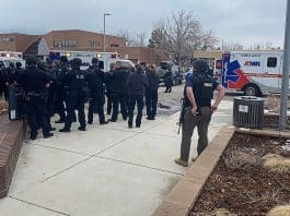 March 22, 2021, Boulder, Colorado, USA: Law enforcement from Jefferson County and Boulder responded to an active shooter situation at the King Soopers grocery store on Table Mesa Drive in Boulder on Monday. There are multiple victims including one officer was killed and two other officers were injured at King Soopers grocery store at 3600 Table Mesa shopping center. (Credit Image: © Boulder Police Department/ZUMA Wire Photo: Boulder Police Department/ZUMA Wire/dpa