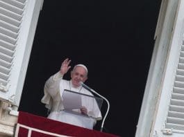 Pope Francis delivers the weekly Angelus prayer from the window of the apostolic palace overlooking St. Peter's Square at the Vatican. Photo: Evandro Inetti/ZUMA Wire/dpa