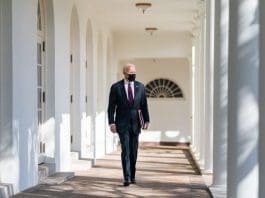Feb 23, 2021 - Washington, District of Colombia, USA - President Joe Biden walks along the Colonnade of the White House Tuesday, Feb. 23, 2021, to the Oval Office. (Credit Image: Adam Schultz/White House/ZUMA Wire/ZUMAPRESS.com Photo: White House/ZUMA Wire/dpa