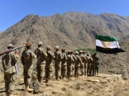 Afghan resistance movement and anti-Taliban forces take part in military training in the Dara district in Panjshir (AFP via Getty)
