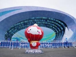 Photo taken on Feb. 28, 2022 shows a statue of Shuey Rhon Rhon, the mascot of Beijing 2022 Paralympic Winter Games, at Zhangjiakou Medals Plaza of the Beijing 2022 Olympic and Paralympic Winter Games in Zhangjiakou, north China’s Hebei province. The Zhangjiakou Medals Plaza has been adapted for use at the Beijing 2022 Paralympic Winter Games after the conclusion of the Winter Olympics. (Photo/Official website of the Beijing Organising Committee for the 2022 Olympic and Paralympic Winter Games)