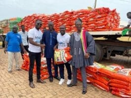 The bags of rice donated