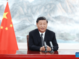 Chinese President Xi Jinping delivers a keynote speech in virtual format at the opening ceremony of the BRICS Business Forum, June 22, 2022. (Xinhua/Ju Peng)