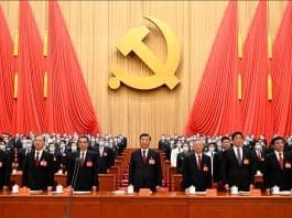 Xi Jinping, Li Keqiang, Li Zhanshu, Wang Yang, Wang Huning, Zhao Leji, Han Zheng and Hu Jintao attend the opening session of the 20th National Congress of the Communist Party of China at the Great Hall of the People in Beijing, capital of China, Oct. 16, 2022. (Photo by Li Xueren/Xinhua)