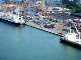 Photo taken on Apr. 9, 2020 shows the Dar es Salaam Port undergoing upgrading of port berths 1 to 7 in Dar es Salaam, Tanzania. (Photo/Xinhua)