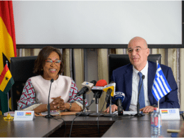 Madam Shirley Ayorkor Botchwey (left) and Mr Nikos Dendias