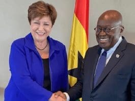 Imf Md Kristalina Georgieva In A Handshake With President Nana Akufo Addo