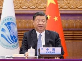 Chinese President Xi Jinping addresses the 23rd meeting of the Council of Heads of State of the Shanghai Cooperation Organization (SCO) via video conference from Beijing, capital of China, July 4, 2023. (Xinhua/Li Xueren)