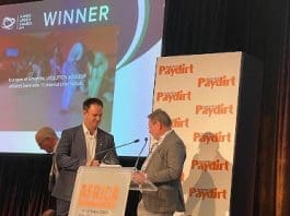 David Harper, CEO of Geodrill Ltd., receiving the ESG award in Perth, Australia.