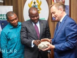 “Hon. Samuel A. Jinapor and Hon. George Duker alongside Atlantic Lithium’s Neil Herbert”