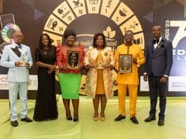Dr Juliana Oye Ameh Fourth From Left With Her Team And The Awards Won At Ssi Awards