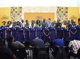 A Group Picture Of Adwoa Wiafe Chief Corporate Services And Sustainability Officer Staff Partners And Students At The Launch