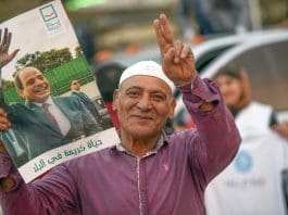 A man celebrates after incumbent Egyptian President Abdel-Fattah al-Sisi won the 2024 presidential election, in Cairo, Egypt, on Dec. 18, 2023. (Photo by Mohamed Asad/Xinhua)