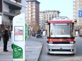 An Intelligent Connected Bus Runs On A Road