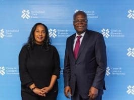 Minister for Trade and Industry, Hon. K.T. Hammond (MP) and Pamela Coke-Hamilton, Executive Director of the ITC