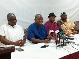 Rojo Mettle Nunooo With Other Members Of Gbese Dzaase Addressing The Media