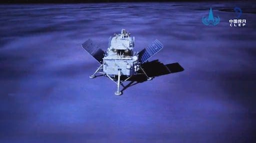 China's Chang'e-6 landed on the far side of the moon on June 2. The image is a simulation showing the solar panel wings of the lander-ascender combination after landing. China S Chang E Landed On The Far Side Of The Moon