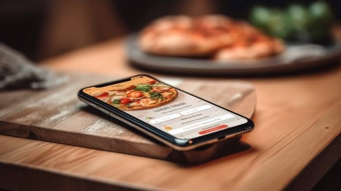 Close Up View Of A Smartphone Displaying On Its Screen The Food
