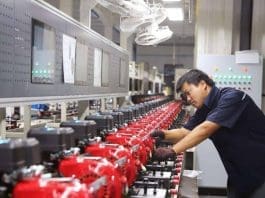 Mechanical and electrical products are manufactured in a workshop of a company in Taizhou, east China's Zhejiang province, Sept. 11, 2024. These products will be exported to Europe. (Photo by Jiang Youqing/People's Daily Online)