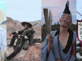 Figures played by "Sanxi Grandpa" Zhang Yifang in his short videos. (Photo from the culture and tourism bureau of Gannan Tibetan autonomous prefecture)