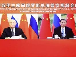 Chinese President Xi Jinping talks with Russian President Vladimir Putin via video meeting at the Great Hall of the People in Beijing, capital of China, Jan. 21, 2025. (Xinhua/Liu Bin)