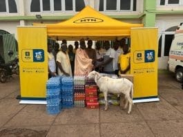 Collins Agyei Regional Sales Manager Presenting Items Northern Regional Chief Imam Sheikh Abdulai Habibu