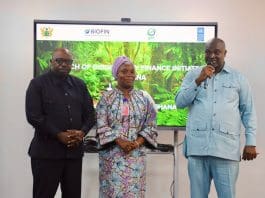Fati Attahiru Middle Acting Deputy Undp Resident Representative; Dr Peter Dery Right Director Environment Ministry Of Environment Science And Technology And Bruno Mweemba Left The Biofin Regional T