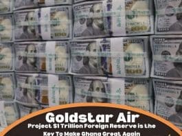 Goldstar Air's $1 Trillion foreign reserves project is a visionary blueprint transformative initiative aimed to make Ghana Great Again in the light of strengthening the cedi against all major currencies, creating jobs, changing some major cities skylines and revitalizing urban landscapes. This ambitious and achievable visionary blueprint will drive Ghana's 24-hour economy that will usher the country into a new era of prosperity and development.