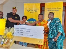 MTN Donates A Cheque Of Twenty Thousand Ghana Cedis To Edina Traditional Council In Support Of The Bakatue Festival