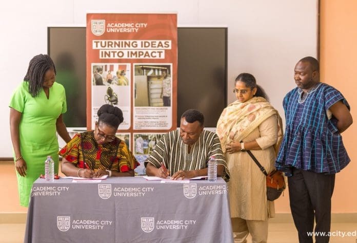 From Left Seated Ing Dr Lucy Agyepong Vice President Of Institutional Advancement For Academic City And Col Ing Jm Opai Tetteh Director Of Strategic Development At Arima Resources