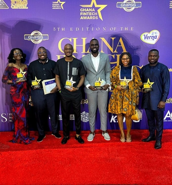 Team Fido Proudly Display The Six Awards Won At The Ghana Fintech Awards
