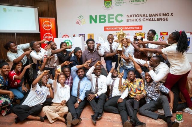 Students Of University Of Ghana In A Group Photo At The Event Holding The Trophy